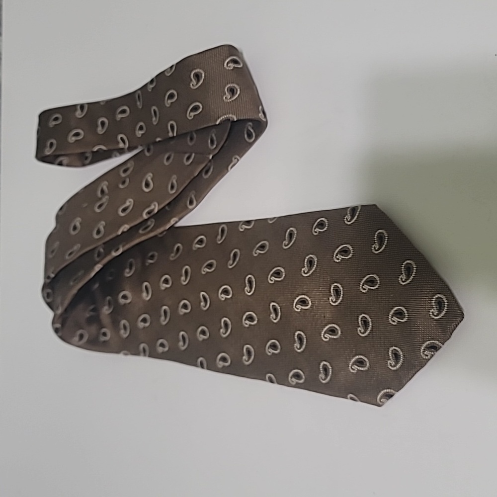 Ermenegildo Zegna Bronze Black Paisley Tie 61" Long 100% Silk - Picture 2 of 5